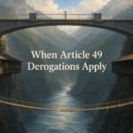 AI generated image - a narrow rope bridge as the last route across, illustrating Article 49 derogations