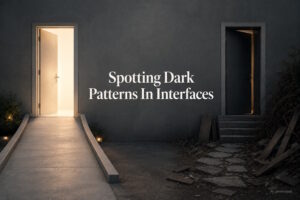 AI generated image - two doors of very unequal prominence, illustrating dark patterns in interfaces
