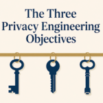 AI generated image - three differently shaped keys on a rail, representing the three privacy engineering objectives