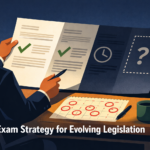 Study strategy illustration for exam questions on evolving legislation - CIPP/E and AIGP