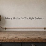 AI generated image - privacy metrics for the right audience, two dials of very different scale on one bench