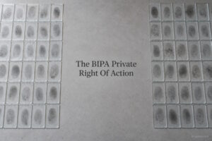 AI generated image - the BIPA private right of action, rows of glass slides showing faint ridge patterns