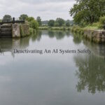 AI generated image - deactivating an AI system safely, closed lock gates beside a partly raised side sluice