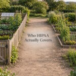 AI generated image - who HIPAA actually covers, two identical allotment plots, one fenced and one unfenced