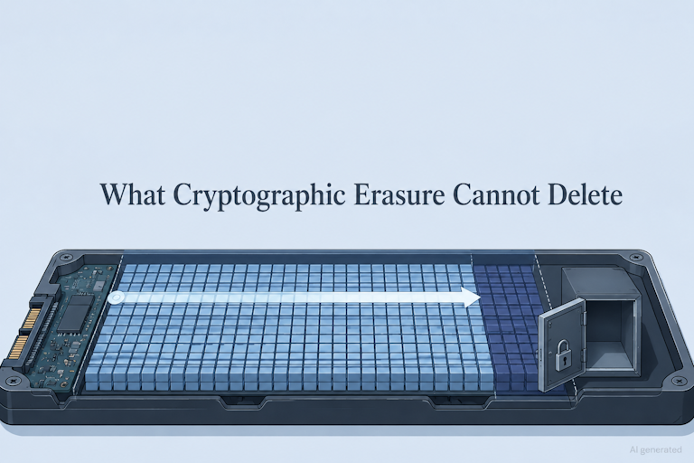 AI generated image - what cryptographic erasure cannot delete on a storage device