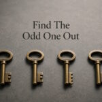 AI generated image - four brass keys with one cut differently, illustrating how to find the odd one out in negative exam questions.