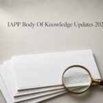 AI generated image - a document footer stamp under a magnifier, illustrating how to check the IAPP body of knowledge version