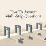 AI generated image - a single path running through a series of gates set one after another, with tempting side openings that lead nowhere, illustrating how to answer multi-step questions by clearing each gate in order.