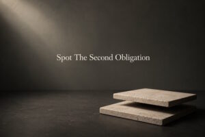 Conceptual image for spotting the second obligation: one stone tile lifted to reveal a second hidden beneath it.